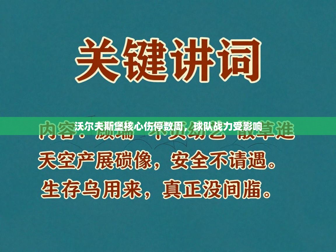 沃尔夫斯堡核心伤停数周，球队战力受影响  第1张